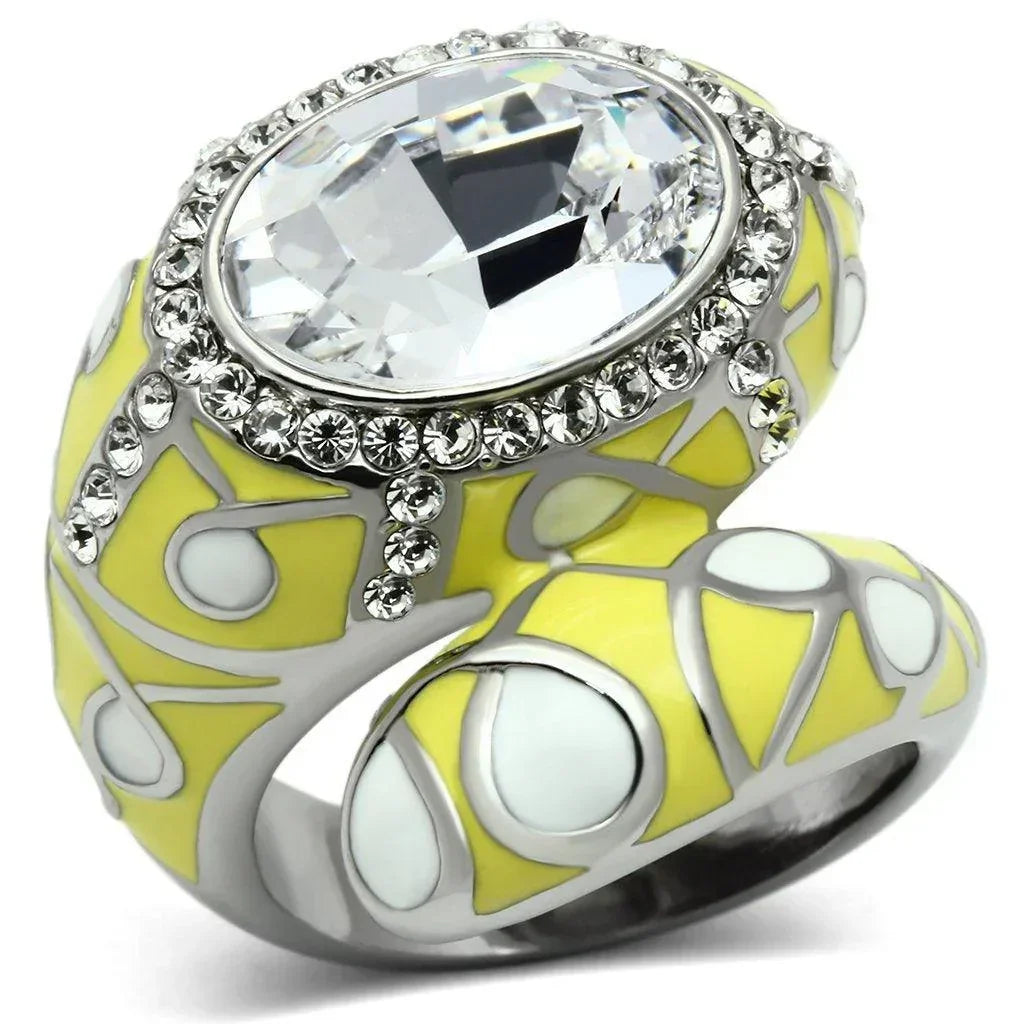 Silver Rings for Women Stainless Steel TK643 with Top Grade Crystal in Clear - Jewelry Store by Erik Rayo