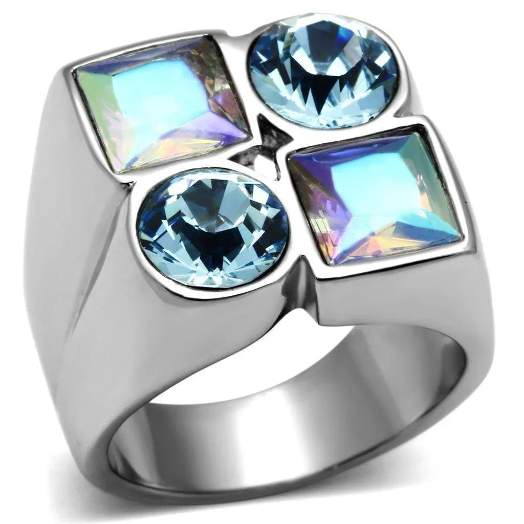 Silver Rings for Women Stainless Steel TK645 with Top Grade Crystal in Multi Color - Jewelry Store by Erik Rayo