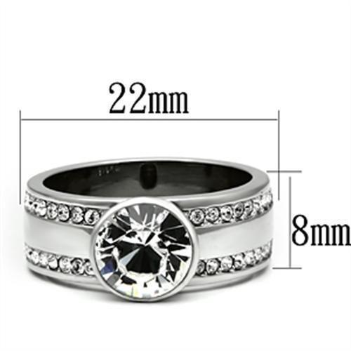 Silver Rings for Women Stainless Steel TK646 with Top Grade Crystal in Clear - Jewelry Store by Erik Rayo