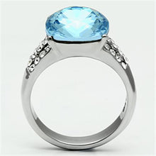 Load image into Gallery viewer, Silver Rings for Women Stainless Steel TK647 with Top Grade Crystal in Sea Blue
