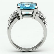 Load image into Gallery viewer, Silver Rings for Women Stainless Steel TK648 with Top Grade Crystal in Sea Blue
