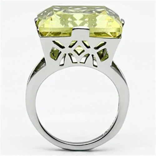 Silver Rings for Women Stainless Steel TK649 with Top Grade Crystal in Citrine Yellow - Jewelry Store by Erik Rayo