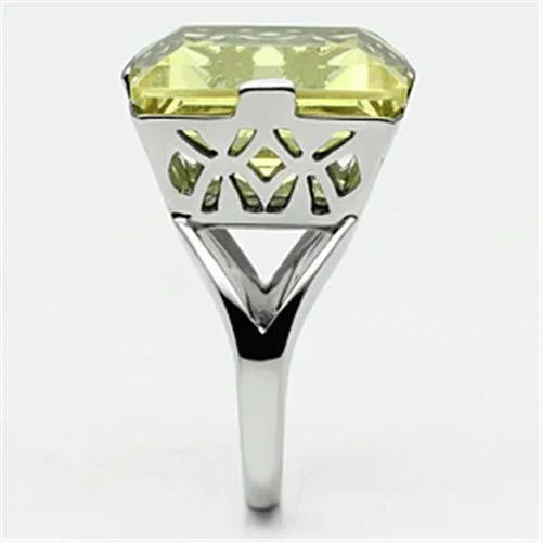 Silver Rings for Women Stainless Steel TK649 with Top Grade Crystal in Citrine Yellow - Jewelry Store by Erik Rayo