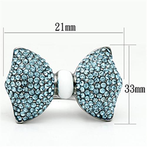 Silver Rings for Women Stainless Steel TK653 with Top Grade Crystal in Sea Blue - Jewelry Store by Erik Rayo
