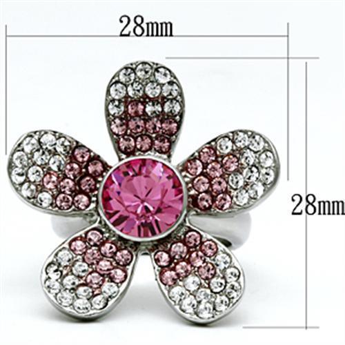 Silver Rings for Women Stainless Steel TK654 with Top Grade Crystal in Rose - Jewelry Store by Erik Rayo