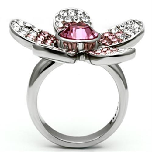 Silver Rings for Women Stainless Steel TK654 with Top Grade Crystal in Rose - Jewelry Store by Erik Rayo