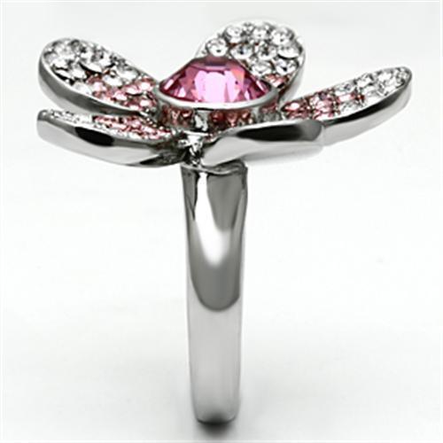Silver Rings for Women Stainless Steel TK654 with Top Grade Crystal in Rose - Jewelry Store by Erik Rayo