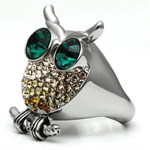 Silver Rings for Women Stainless Steel TK656 with Top Grade Crystal in Emerald - Jewelry Store by Erik Rayo