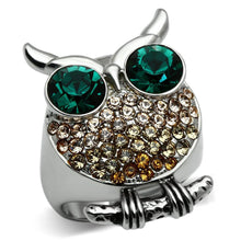 Load image into Gallery viewer, Silver Rings for Women Stainless Steel TK656 with Top Grade Crystal in Emerald
