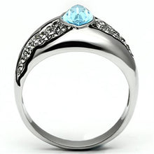 Load image into Gallery viewer, Silver Rings for Women Stainless Steel TK659 with Top Grade Crystal in Sea Blue
