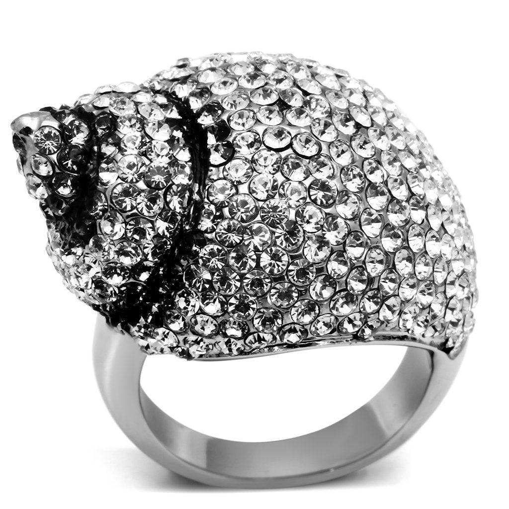 Silver Rings for Women Stainless Steel TK661 with Top Grade Crystal in Clear - Jewelry Store by Erik Rayo