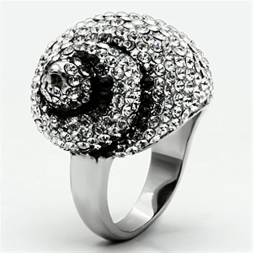 Silver Rings for Women Stainless Steel TK661 with Top Grade Crystal in Clear - Jewelry Store by Erik Rayo