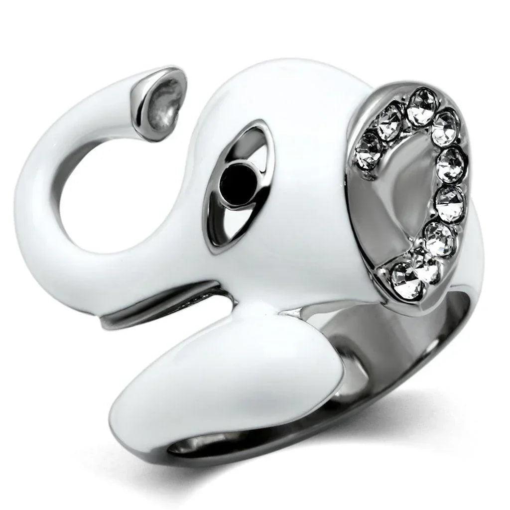 Silver Rings for Women Stainless Steel TK663 with Top Grade Crystal in Jet - Jewelry Store by Erik Rayo