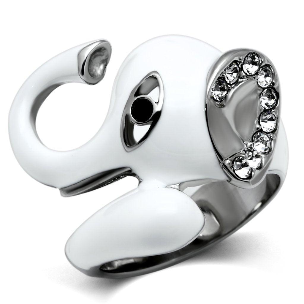 Silver Rings for Women Stainless Steel TK663 with Top Grade Crystal in Jet