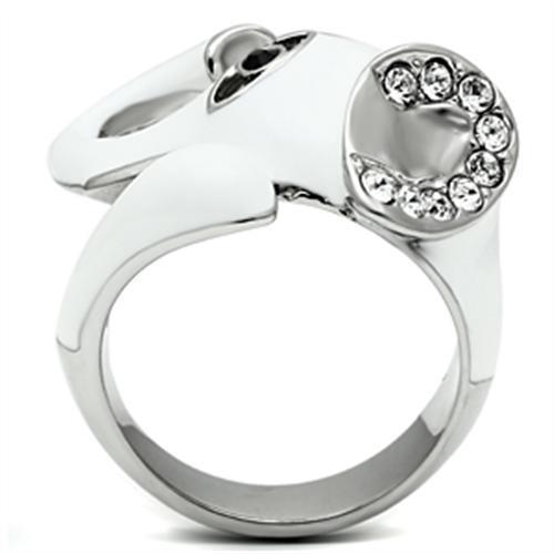Silver Rings for Women Stainless Steel TK663 with Top Grade Crystal in Jet - Jewelry Store by Erik Rayo
