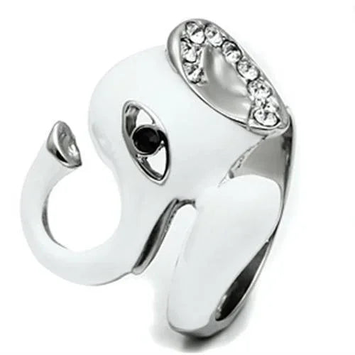 Silver Rings for Women Stainless Steel TK663 with Top Grade Crystal in Jet - Jewelry Store by Erik Rayo