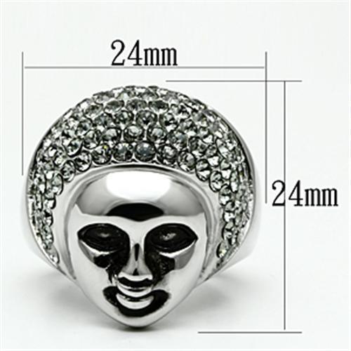Silver Rings for Women Stainless Steel TK668 with Top Grade Crystal in Black Diamond - Jewelry Store by Erik Rayo