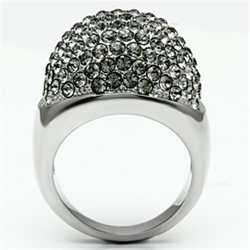 Silver Rings for Women Stainless Steel TK668 with Top Grade Crystal in Black Diamond - Jewelry Store by Erik Rayo