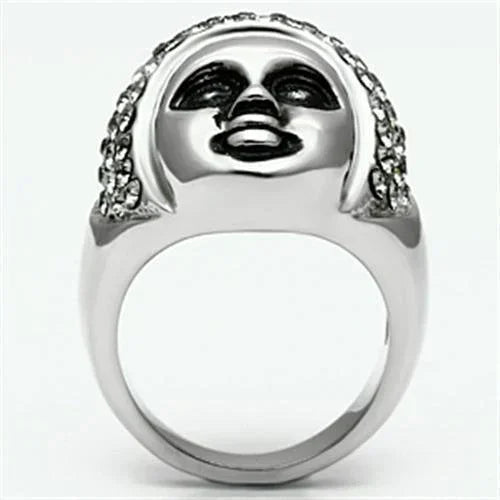 Silver Rings for Women Stainless Steel TK668 with Top Grade Crystal in Black Diamond - Jewelry Store by Erik Rayo