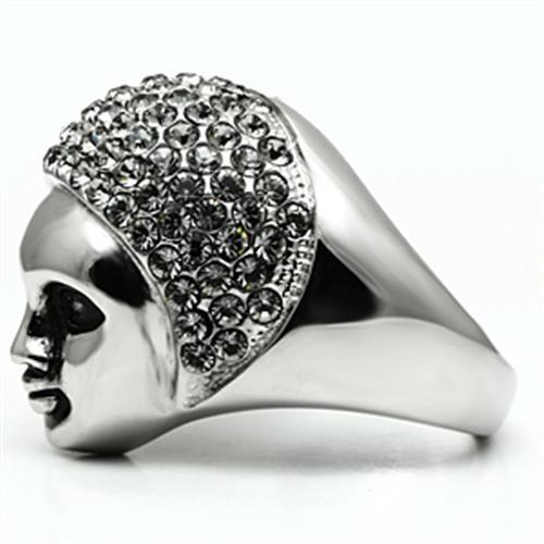 Silver Rings for Women Stainless Steel TK668 with Top Grade Crystal in Black Diamond - Jewelry Store by Erik Rayo