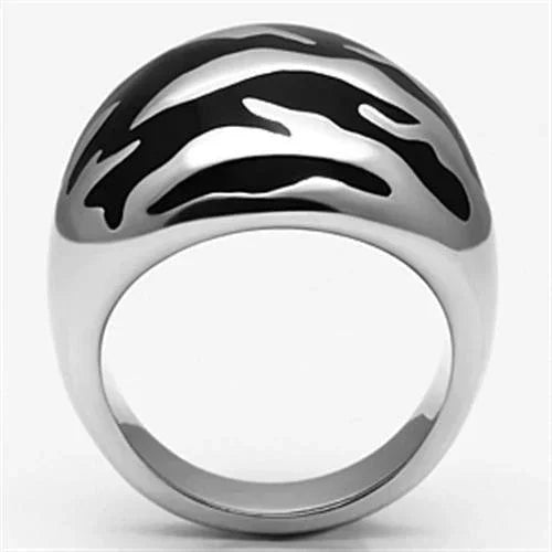 Silver Rings for Women Stainless Steel TK672 with Epoxy in Jet - Jewelry Store by Erik Rayo