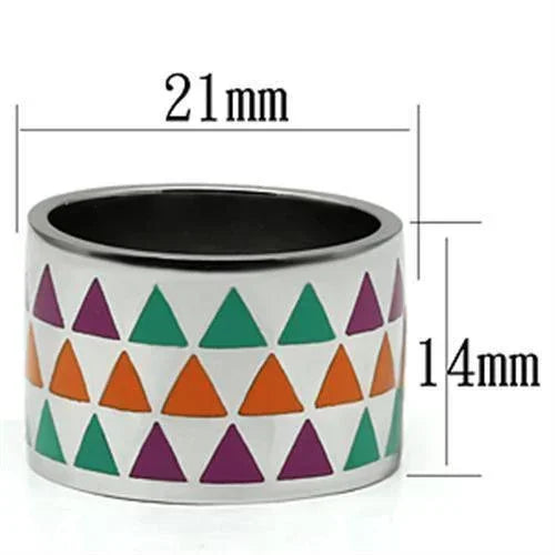 Silver Rings for Women Stainless Steel TK675 with Epoxy in Multi Color - Jewelry Store by Erik Rayo