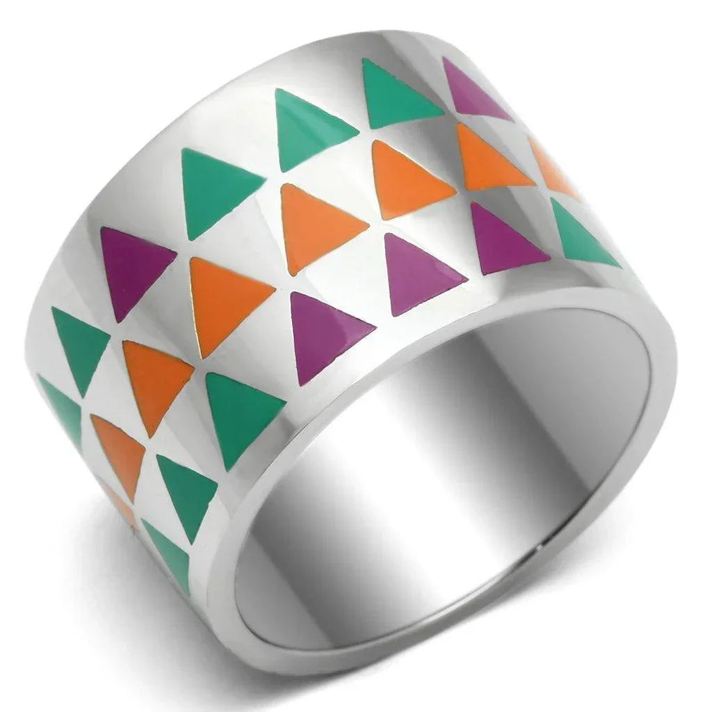 Silver Rings for Women Stainless Steel TK675 with Epoxy in Multi Color - Jewelry Store by Erik Rayo
