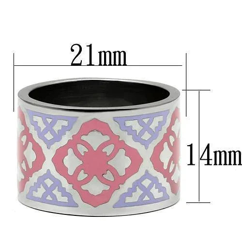 Silver Rings for Women Stainless Steel TK676 with Epoxy in Multi Color - Jewelry Store by Erik Rayo