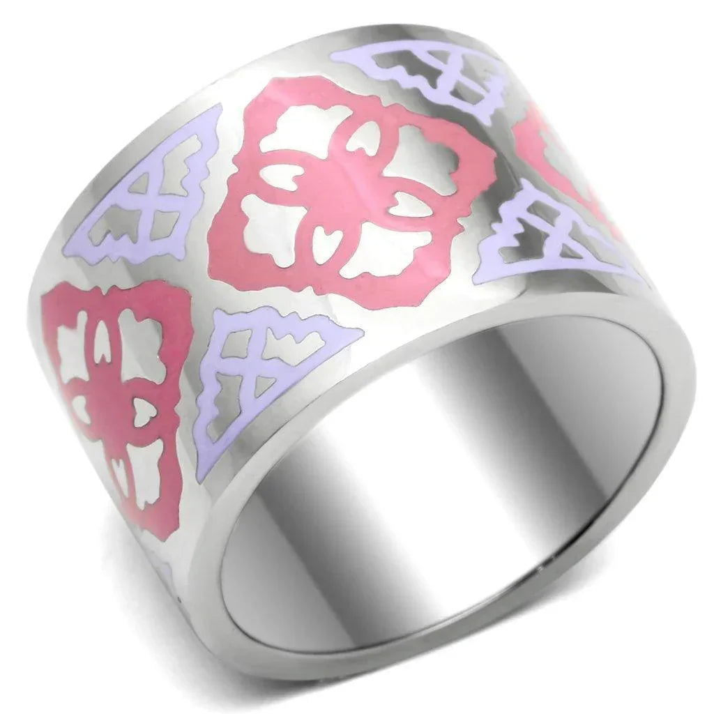 Silver Rings for Women Stainless Steel TK676 with Epoxy in Multi Color - Jewelry Store by Erik Rayo