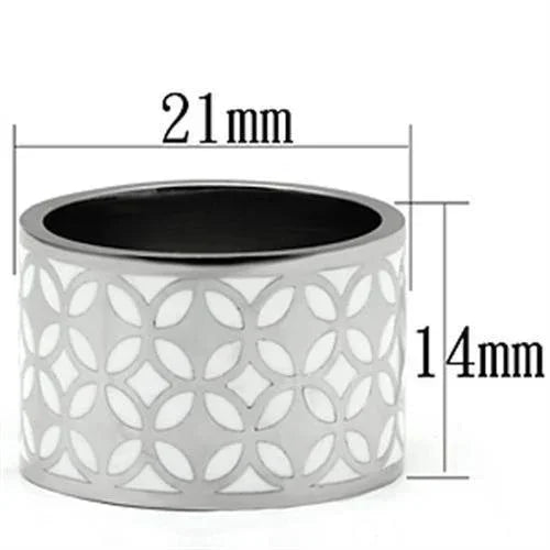 Silver Rings for Women Stainless Steel TK677 with Epoxy in White - Jewelry Store by Erik Rayo