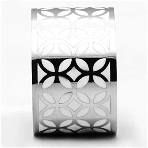 Silver Rings for Women Stainless Steel TK677 with Epoxy in White - Jewelry Store by Erik Rayo