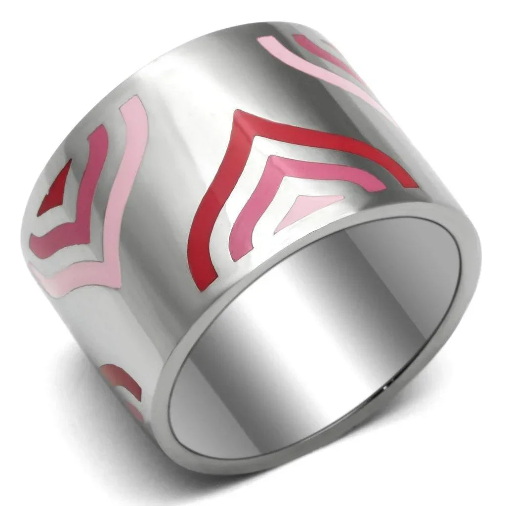 Silver Rings for Women Stainless Steel TK678 with Epoxy in Multi Color - Jewelry Store by Erik Rayo