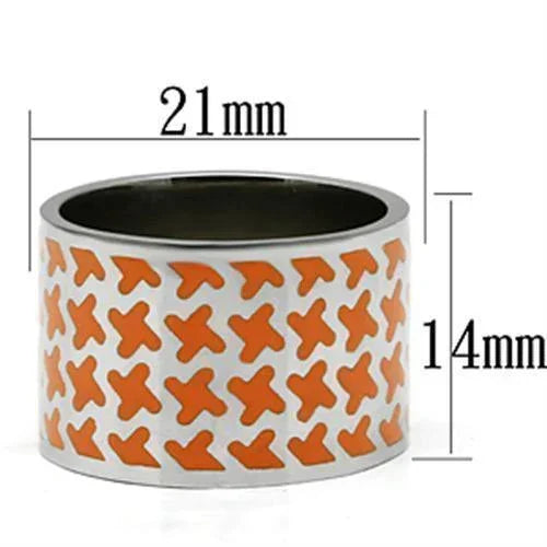 Silver Rings for Women Stainless Steel TK679 with Epoxy in Orange - Jewelry Store by Erik Rayo