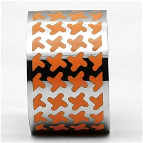 Silver Rings for Women Stainless Steel TK679 with Epoxy in Orange - Jewelry Store by Erik Rayo