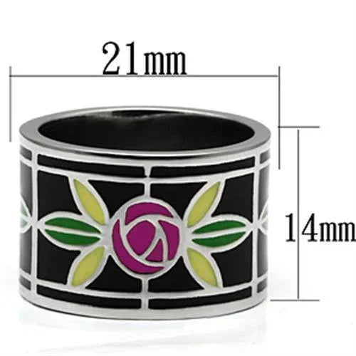 Silver Rings for Women Stainless Steel TK683 with Epoxy in Multi Color - Jewelry Store by Erik Rayo