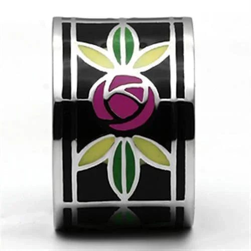 Silver Rings for Women Stainless Steel TK683 with Epoxy in Multi Color - Jewelry Store by Erik Rayo