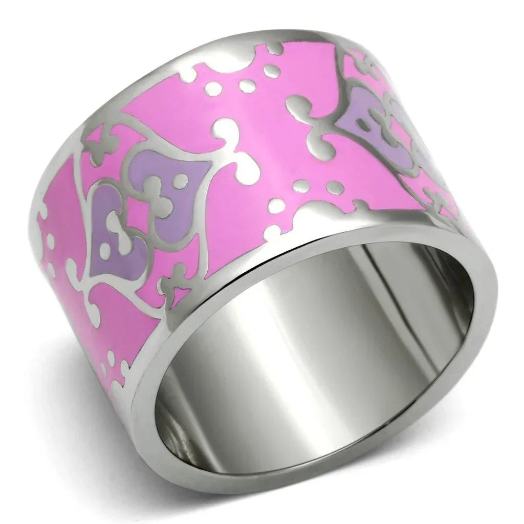 Silver Rings for Women Stainless Steel TK685 with Epoxy in Multi Color - Jewelry Store by Erik Rayo