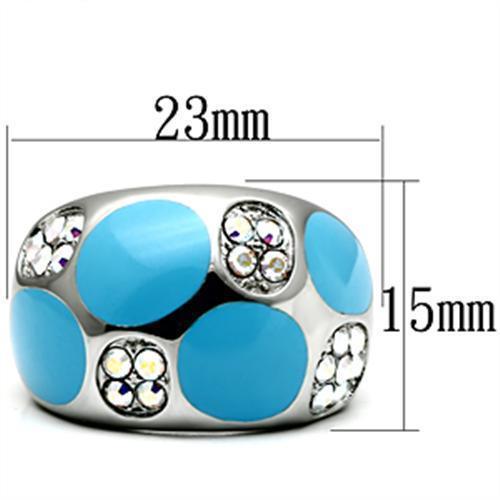 Silver Rings for Women Stainless Steel TK687 with Top Grade Crystal in Aurora Borealis (Rainbow Effect) - Jewelry Store by Erik Rayo