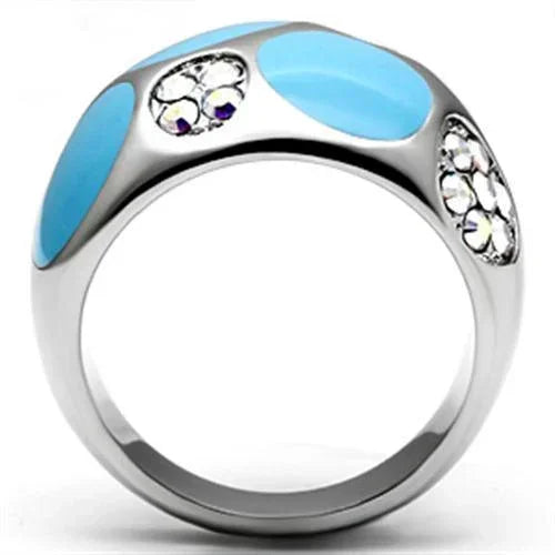 Silver Rings for Women Stainless Steel TK687 with Top Grade Crystal in Aurora Borealis (Rainbow Effect) - Jewelry Store by Erik Rayo
