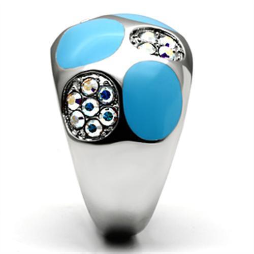 Silver Rings for Women Stainless Steel TK687 with Top Grade Crystal in Aurora Borealis (Rainbow Effect) - Jewelry Store by Erik Rayo