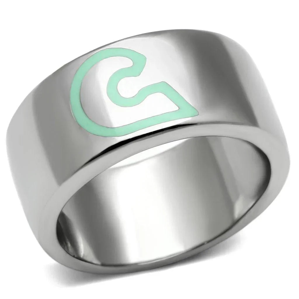Silver Rings for Women Stainless Steel TK689 with Epoxy in Multi Color - Jewelry Store by Erik Rayo