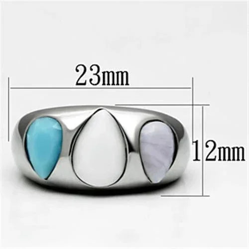 Silver Rings for Women Stainless Steel TK690 with Glass in Multi Color - Jewelry Store by Erik Rayo