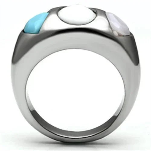 Silver Rings for Women Stainless Steel TK690 with Glass in Multi Color - Jewelry Store by Erik Rayo
