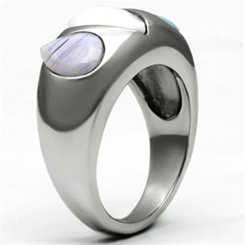 Silver Rings for Women Stainless Steel TK690 with Glass in Multi Color - Jewelry Store by Erik Rayo