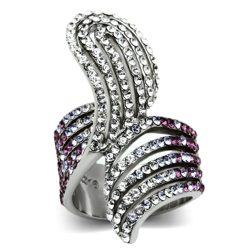 Silver Rings for Women Stainless Steel TK691 with Top Grade Crystal in Multi Color - Jewelry Store by Erik Rayo
