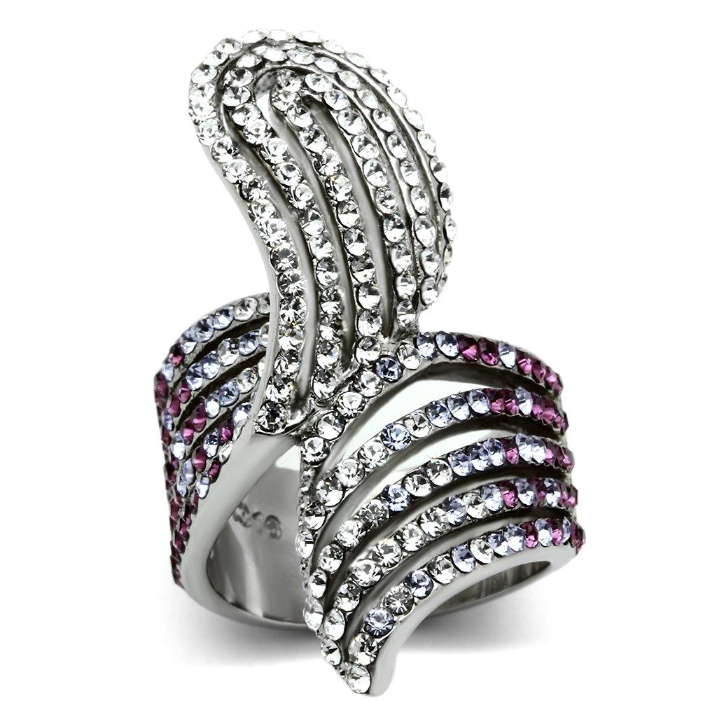 Silver Rings for Women Stainless Steel TK691 with Top Grade Crystal in Multi Color