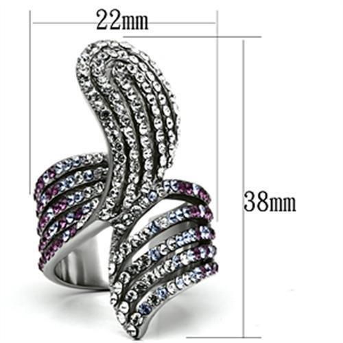 Silver Rings for Women Stainless Steel TK691 with Top Grade Crystal in Multi Color - Jewelry Store by Erik Rayo