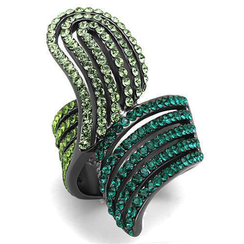 Silver Rings for Women Stainless Steel TK691LJ IP Light Black (IP Gun) Stainless Steel Ring with Top Grade Crystal in Multi Color - Jewelry Store by Erik Rayo