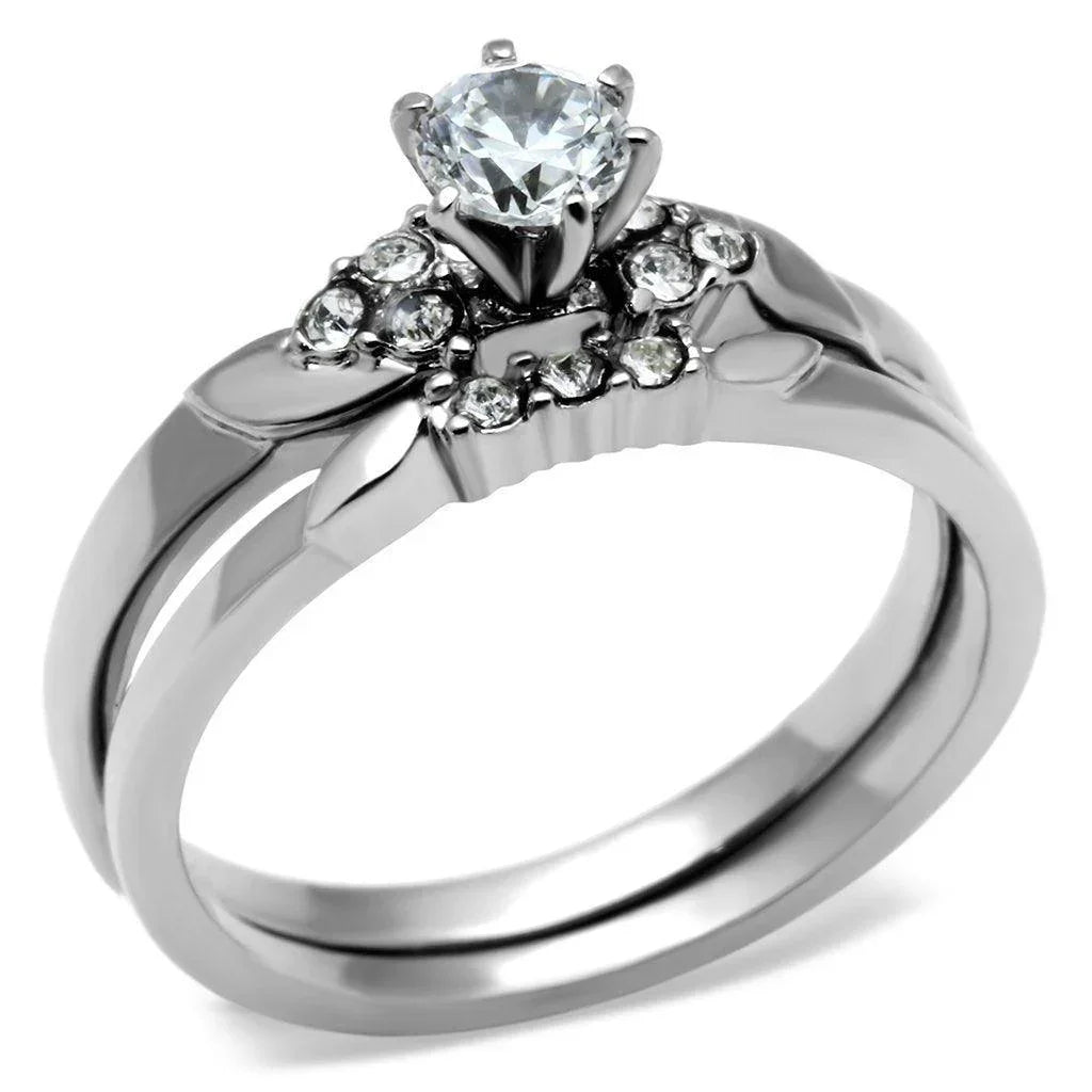 Silver Rings for Women Stainless Steel TK694 with AAA Grade Cubic Zirconia in Clear - Jewelry Store by Erik Rayo