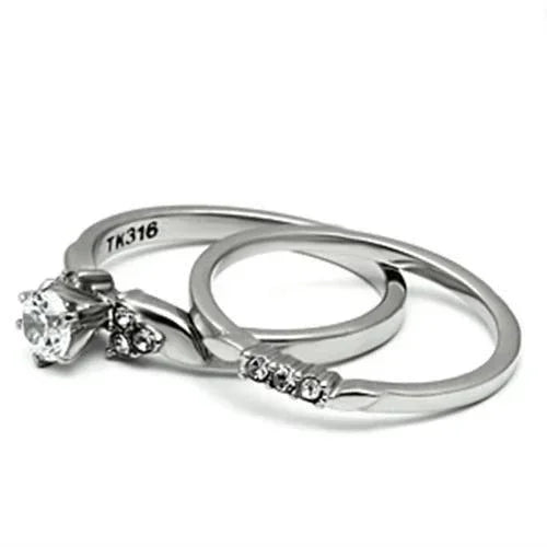Silver Rings for Women Stainless Steel TK694 with AAA Grade Cubic Zirconia in Clear - Jewelry Store by Erik Rayo